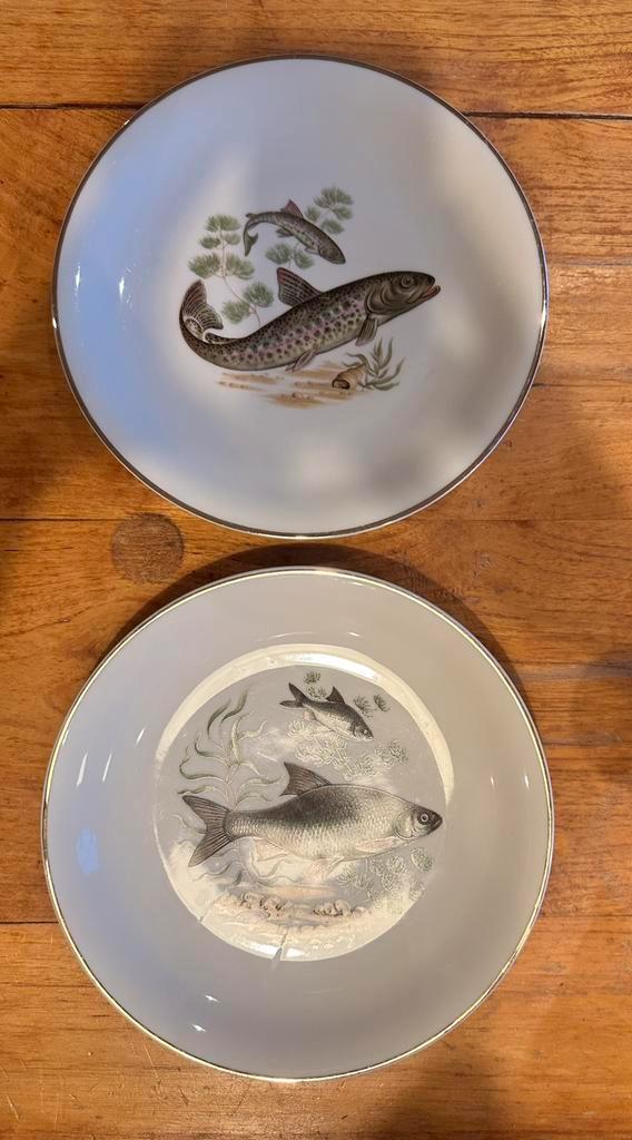 2 vintage Johann Seltmann visborden gouden rand porselein, Antiek en Kunst, Antiek | Wandborden en Tegels, Ophalen of Verzenden