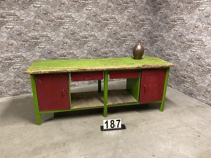 Industriële retro vintage werkbank nr187, Doe-het-zelf en Verbouw, Werkbanken, Zo goed als nieuw, 170 cm of meer, Ophalen of Verzenden