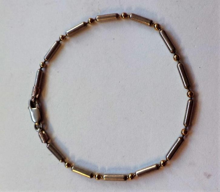 Exclusieve Bicolor Armband Sterling zilver en goud (274), Sieraden, Tassen en Uiterlijk, Armbanden, Zo goed als nieuw, Zilver
