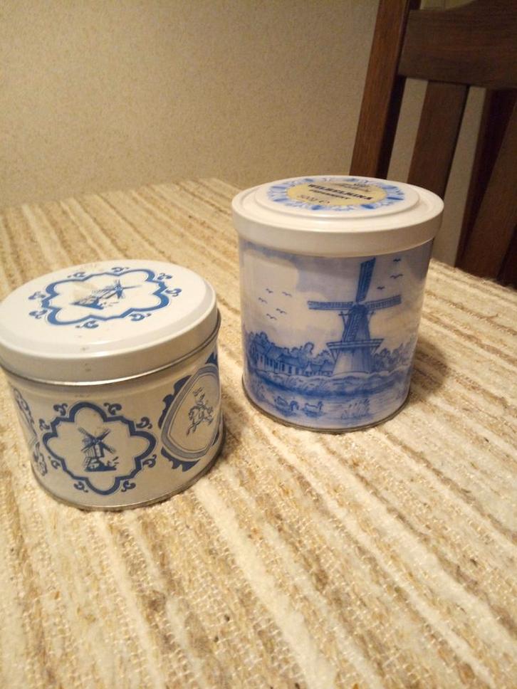 2 Blikken Delfts Blauw., Verzamelen, Blikken, Overige, Ophalen of Verzenden