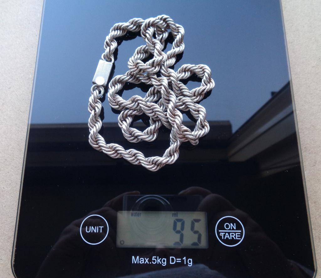 zilveren touw ketting 95 gram [274], Sieraden, Tassen en Uiterlijk, Kettingen, Verzenden, Zo goed als nieuw, Zilver, Zilver