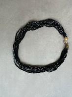 Mooie gedraaide zwarte kralen ketting - 48 cm, Sieraden, Tassen en Uiterlijk, Kettingen, Ophalen of Verzenden, Gebruikt, Zwart