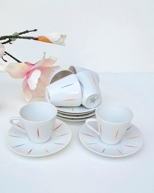 Vintage Set 6 x kop & schotel Seltmann Weiden Germany, Antiek en Kunst, Antiek | Servies compleet, Ophalen of Verzenden