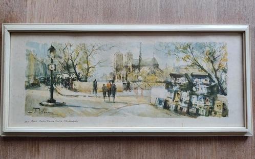 Schilderij - Parijs Notre Dame, Huis en Inrichting, Woonaccessoires | Schilderijen, Tekeningen en Foto's, Zo goed als nieuw, Schilderij