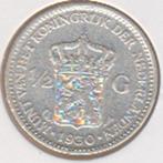 Nederland halve gulden 1930 Wilhelmina zilver in munthouder, ½ gulden, Zilver, Ophalen of Verzenden, Koningin Wilhelmina