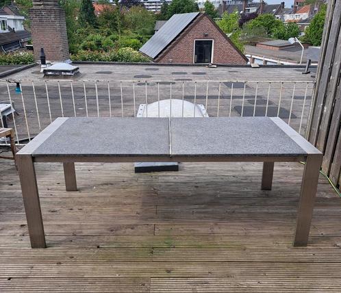 Tuintafel met granieten blad, Tuin en Terras, Tuintafels, Gebruikt, Rechthoekig, Overige materialen, Ophalen