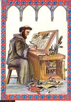 Ansichtkaart	Middeleeuwen	Kopieerende monnik, Verzamelen, Verzenden, 1960 tot 1980, Ongelopen, Politiek en Historie