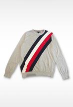 Tommy Hilfiger Heren Trui| Grijs met diagonale strepen| L, Maat 52/54 (L), Tommy Hilfiger, Ophalen of Verzenden, Zo goed als nieuw