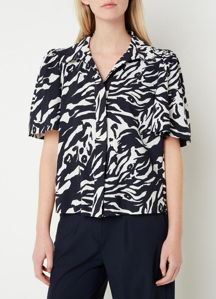 Studio anneloes abby blouse L donkerblauw/offwhite, Kleding | Dames, Blouses en Tunieken, Zo goed als nieuw, Maat 42/44 (L), Blauw