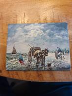 Schilderij A. van Gilst - Zeegezicht met paard en wagen, Ophalen of Verzenden