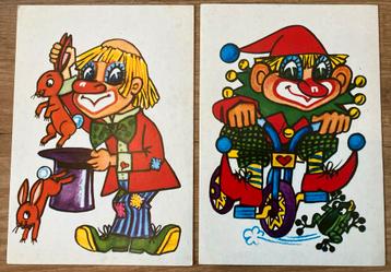 Twee Vintage Clown Ansichtkaarten beschikbaar voor biedingen