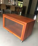 Design TV kastje op wielen, Huis en Inrichting, Kasten | Dressoirs, Ophalen, Zo goed als nieuw, 25 tot 50 cm, Glas