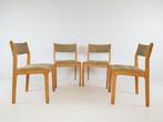 4x vintage Danish dining chairs stoelen Findahl beige eiken, Vier, Gebruikt, Ophalen of Verzenden, Hout