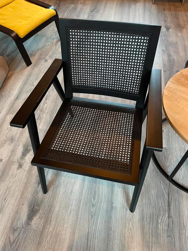 Webbing fauteuil stoel zwart Karwei, Huis en Inrichting, Fauteuils, Zo goed als nieuw, Hout, 50 tot 75 cm, Ophalen