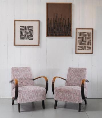 Fauteuils, Halabala set, Vintage Fauteuil, Jindrich Halabala beschikbaar voor biedingen