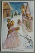 Dickens stijl 4 - man en vrouw wandelen - kerst 1947, Ophalen of Verzenden, 1940 tot 1960, Gelopen, Feest(dag)