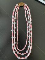 Vintage 3-rijen oude glaskralen ketting, Ophalen of Verzenden, Zo goed als nieuw, Overige materialen