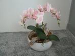 Prachtige kunst orchidee in mooie pot met decoratie, Huis en Inrichting, Ophalen of Verzenden, Nieuw, Binnen