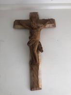 Antiek Kruisbeeld met Jezus Figuur Wanddecoratie Reli, Ophalen of Verzenden