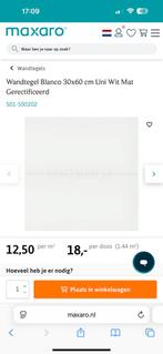 7m2 Wandtegel Blanco 30x60 Uni Wit Mat - Nieuw!, Doe-het-zelf en Verbouw, Tegels, Ophalen, 40 tot 60 cm, Nieuw, Minder dan 5 m²