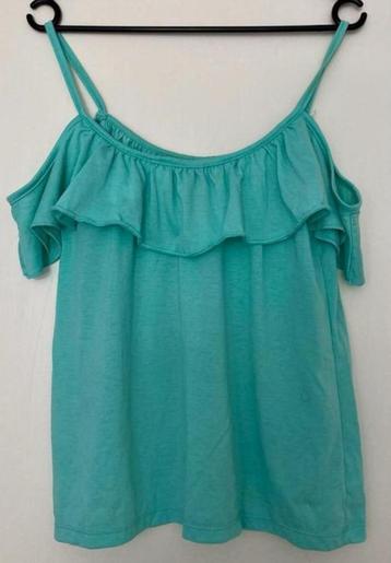 Superlieve mint groene top met offshoulder mouwtje , mt 38 beschikbaar voor biedingen