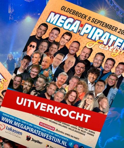 4  kaarten mega piraten festijn oldebroek 5 sept, Tickets en Kaartjes, Evenementen en Festivals, Drie personen of meer