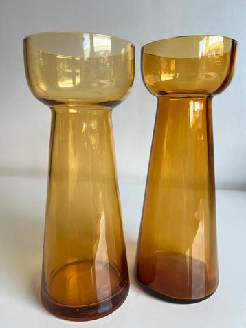 Vintage Set 2 RIMAC Baarn Bloembol~Hyacinthglas Okergeel 60s beschikbaar voor biedingen