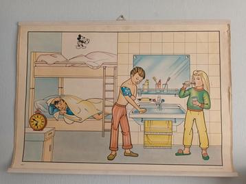 Vintage Schoolplaat - Ochtendrituelen beschikbaar voor biedingen
