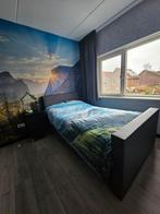 Boxspring 120x200 - Antraciet - Incl. Matras & Topper, Ophalen, Zo goed als nieuw, Twijfelaar, 120 cm