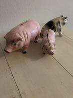 Verzameling van 3 antieke spaarvarken gietijzer spaarpot, Ophalen, Gebruikt, Metaal of Blik, Dier