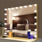 Grote Bayt Hollywood Spiegel – 80x60 cm – Goud – Verlichting, Nieuw, Ophalen of Verzenden, Minder dan 100 cm, Rechthoekig
