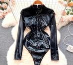 Leerlook body met veters, tm 4XL, Verzenden, Zwart, Body of Korset