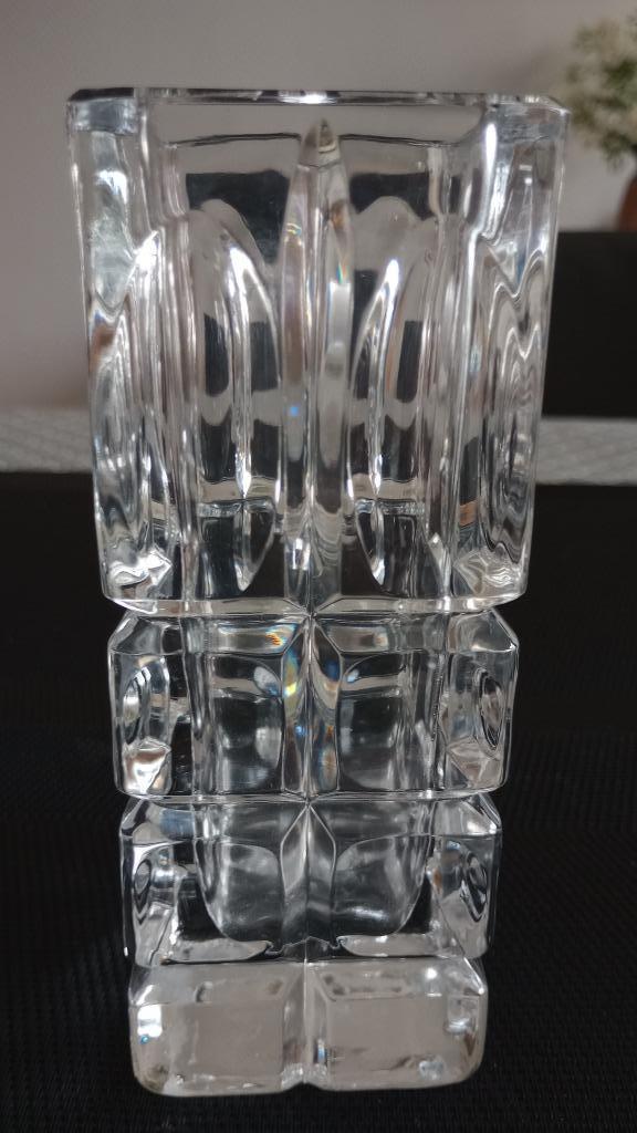 Handgeslepen loodkristal vierkante vaas, Beyer & Co Germany, Antiek en Kunst, Antiek | Glas en Kristal, Ophalen of Verzenden