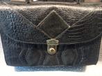Vintage Dames Tas Leer Kroko Slang Zie Fotos, Ophalen of Verzenden, Gebruikt, Bruin, Handtas