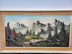 Groot/Olieverf/Gesigneerd/Bergen/Landschap, Ophalen of Verzenden