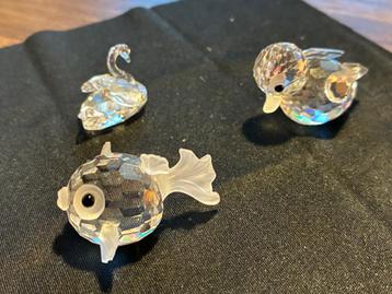 swarovski mini figuren vis, eend, zwaan beschikbaar voor biedingen