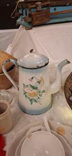 Emaille koffiekan met japy decor, Antiek en Kunst, Ophalen of Verzenden