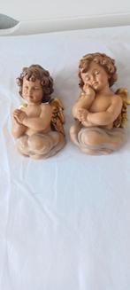 Twee houten engeltjes - Duits houtsnijwerk, Antiek en Kunst, Ophalen of Verzenden