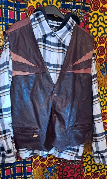 Vintage Leren Heren Gilet Mt XL beschikbaar voor biedingen