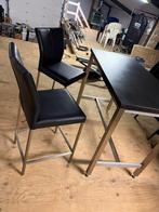 Bartafel met 2 barkrukken, Huis en Inrichting, Barkrukken, 2 krukken, Ophalen, Zo goed als nieuw, 60 tot 90 cm