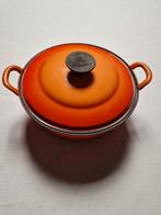 Le Creuset Braadpan 24cm - Oranje, Huis en Inrichting, Keuken | Potten en Pannen, Gebruikt, Gietijzer, Ophalen of Verzenden, Keramische plaat