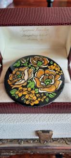 Antieke  Jugendstil broche, emaille, decor bloemen., Ophalen of Verzenden, Overige materialen, Broche