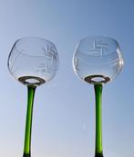 Franse Wijnglazen Elzas, groene steel, puntgaaf, Verzamelen, Glas en Borrelglaasjes, Ophalen of Verzenden, Zo goed als nieuw, Overige typen