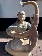 Houten kunstbeeld ‘Vrouw met harp’ Oosterse stijl, Ophalen