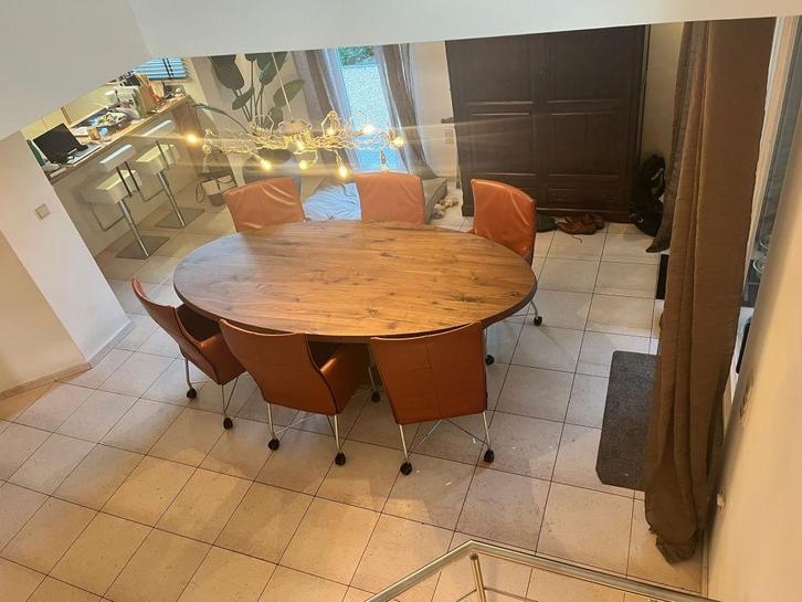 6 mooie eetkamerstoelen te koop., Huis en Inrichting, Stoelen, Gebruikt, Vijf, Zes of meer stoelen, Leer, Bruin, Ophalen