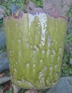 CUSCO - BLOEMPOT - KERAMIEK - CRAQUELE - RAFELRAND - APART, Tuin en Terras, Bloempotten, Rond, Nieuw, Ophalen of Verzenden, Aardewerk