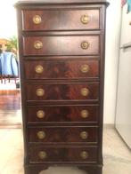 Stevig/zwaar 7-ladenkastje,  mahonie, 50 jaar oud., Ophalen, Minder dan 50 cm, Gebruikt, 5 laden of meer