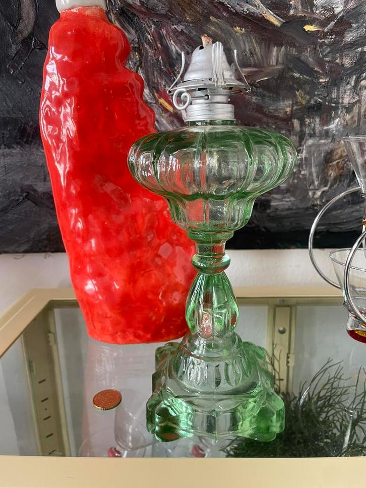 Wick Turner mid century olie lamp, Antiek en Kunst, Antiek | Glas en Kristal, Ophalen of Verzenden