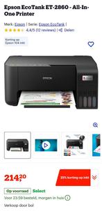 Epson EcoTank - 2860 (in doos), Scannen, Printer, Epson, Nieuw