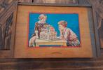 Vintage houten blokkendoos compleet rond 1950., Verzamelen, Ophalen of Verzenden, Gebruikt